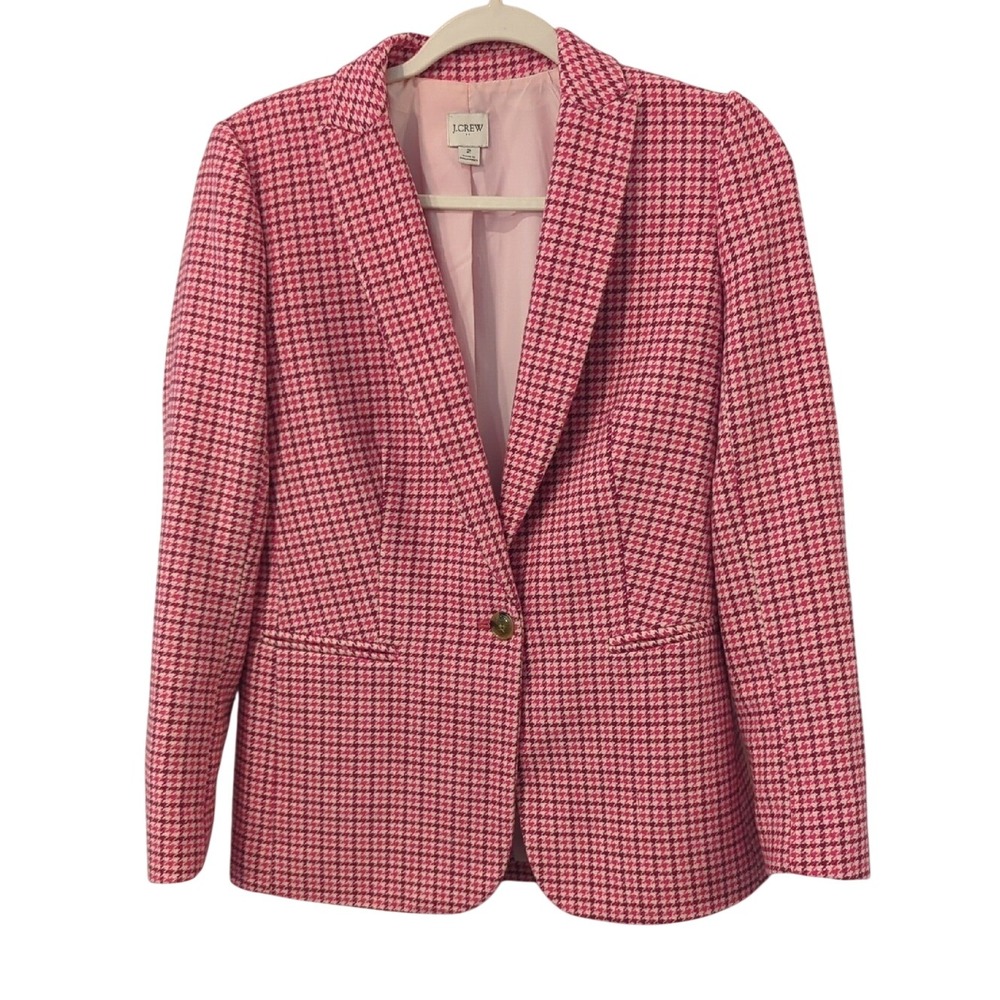 J.Crew Blazer Pink Houndstooth Single-Button size 2